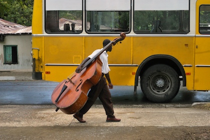 Bass Player and Bus